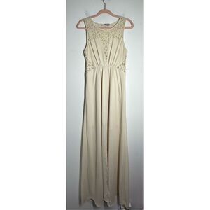 forever 21 embroidered lace maxi dress FOREVER 21 Embroidered Mesh Floral Sheer Long Sleeve Maxi Dress M